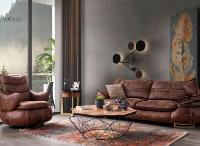 Luxus US Western Sofagarnitur Couch Loft Möbel 3+1 Sitzer Sofa Sessel 2-tlg. Neu
