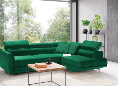 Kotna sedežna garnitura z prostorom za shranjevanje in funkcijo postelje