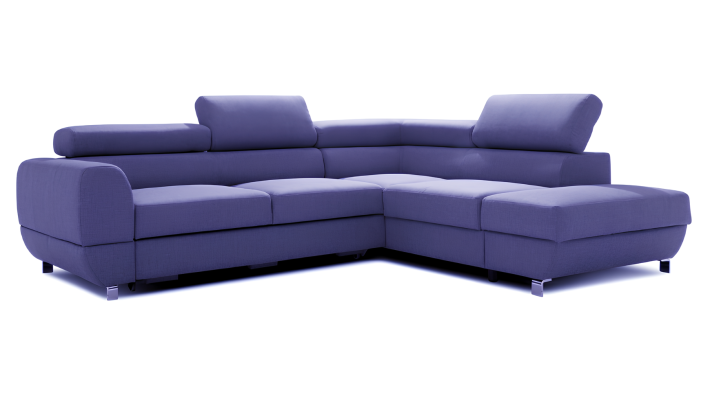 Moderna siva kotna sedežna garnitura z mehanizmom za posteljo