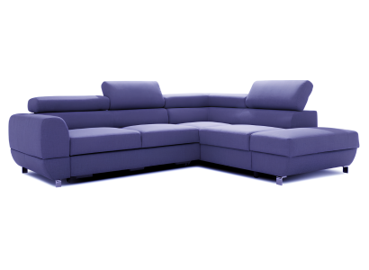 Moderna siva kotna sedežna garnitura z mehanizmom za posteljo