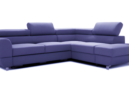 Moderna siva kotna sedežna garnitura z mehanizmom za posteljo