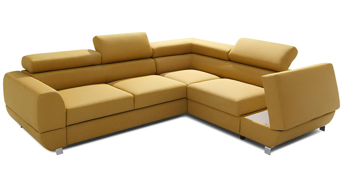 Moderna siva kotna sedežna garnitura z mehanizmom za posteljo