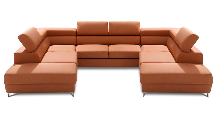 U-oblikovana kavč s funkcijo postelje iz blaga