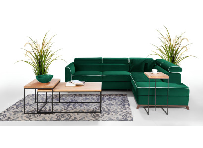 Moderna modra kotna sedežna garnitura