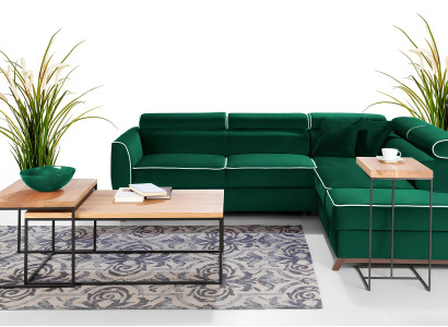 Moderna modra kotna sedežna garnitura