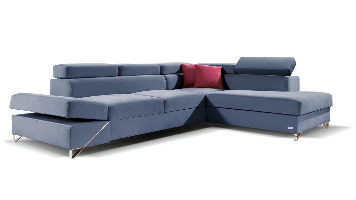 Moderna L-sofa z mehanizmom za posteljo