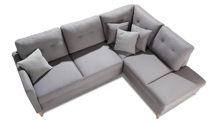 Kotna sedežna garnitura iz blaga s funkcijo postelje, nova kotna sedežna garnitura z prostorom za posteljnino