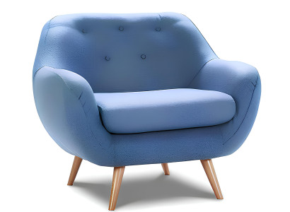 Moderna dvosedna Chesterfield kavča v modrem blagu