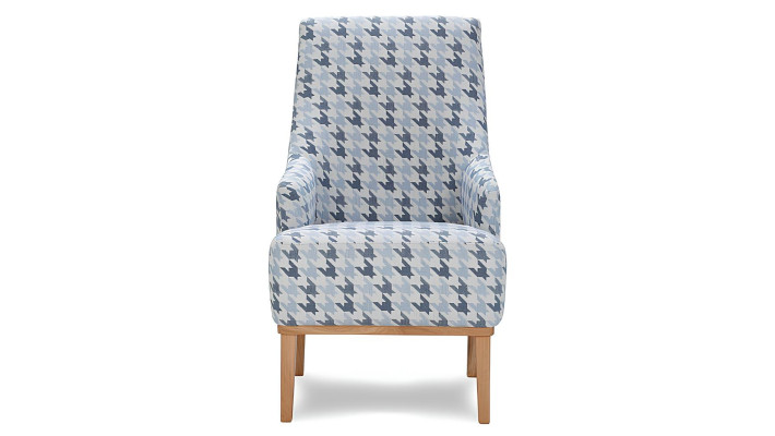 Dizajnerska stolica iz blaga in usnja za eno osebo v dnevni sobi