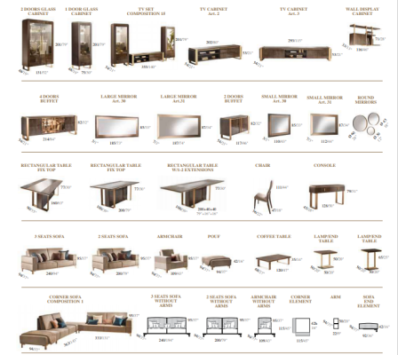 Moderna sedežna garnitura 3+1+1 z oblazinjenimi stoli