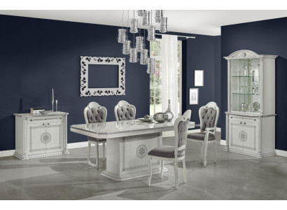 Jedilni komplet miza stoli komoda razstava skupina bela 7 kosov