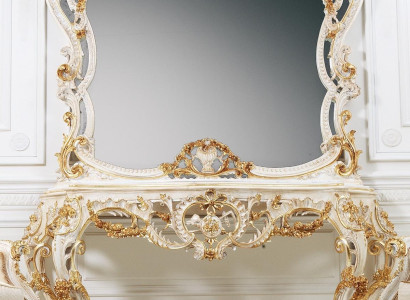 Klasična ogledalna toaletna mizica konzolna mizica bela lesena pohištvo za spalnico 2-delna