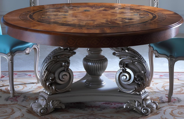 Okrogla jedilna miza iz masivnega italijanskega lesa