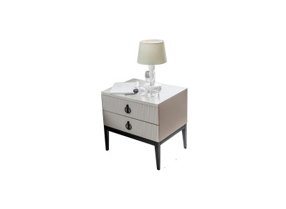 Sivo posteljno ležišče + 2x nočna omarica 3-delni set nov