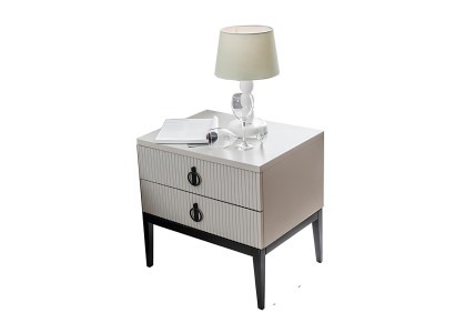 Sivo posteljno ležišče + 2x nočna omarica 3-delni set nov