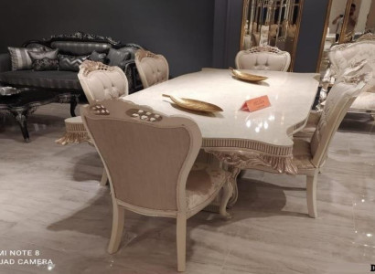 Luksuzna lesena miza komplet mize 6x naslonjačev celoten komplet 7 kosov