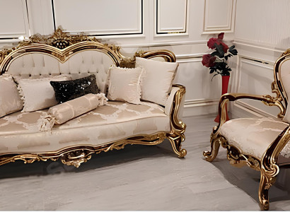 Klasična Chesterfield kavč Baročni stil sofa set skupina 2-delna.