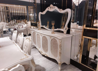 Jedilna miza 8 x stol stranski omarica ogledalo omarica set 10 kosov.