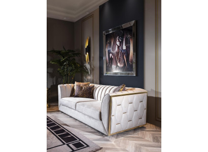 Bela trosed iz nerjavečega jekla za tekstilno pohištvo v dnevni sobi