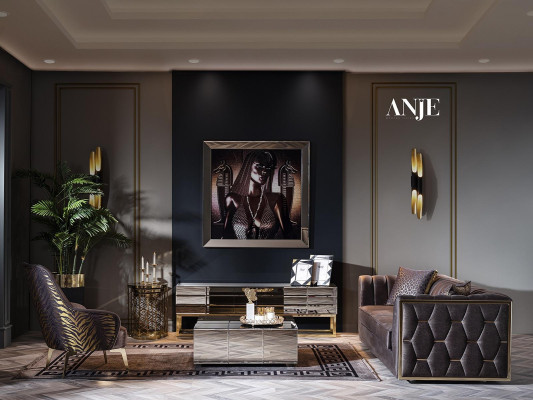 Luksuzni 3-sedežni taupe kavč za dnevno sobo