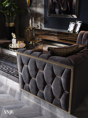 Luksuzni 3-sedežni taupe kavč za dnevno sobo