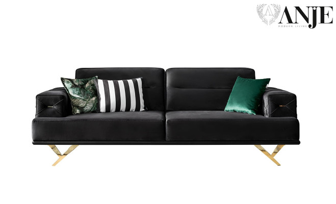 Luksuzni komplet kavčev za dnevno sobo s trojnim kavčem, kavnim mizico in stolom 6 kosov