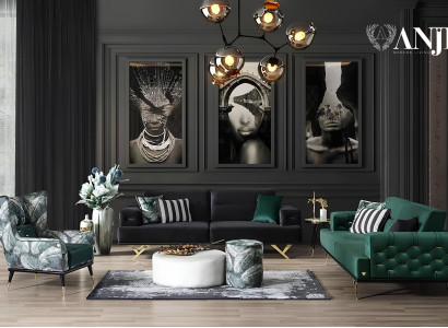 Zelen kavč za tri osebe