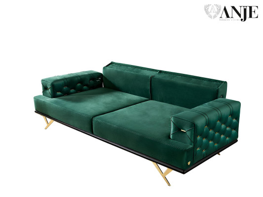 Komplet kavčev za dnevno sobo za tri osebe v zelenem nerjavečem jeklu