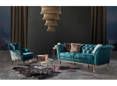 Sodobna luksuzna turkizna sedežna garnitura za dnevno sobo