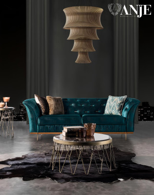 Sodobna luksuzna turkizna sedežna garnitura za dnevno sobo