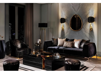 Elegantna črna jeklena stolica za dekoracijo dnevne sobe