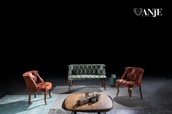 Zelen dvosedni Chesterfield kavč