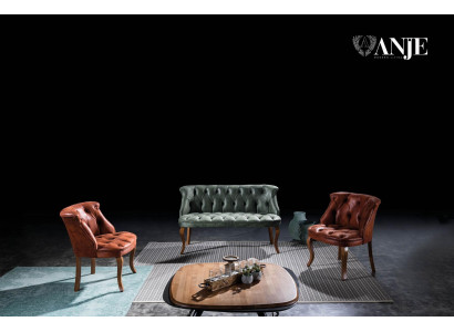 Zelen dvosedni Chesterfield kavč