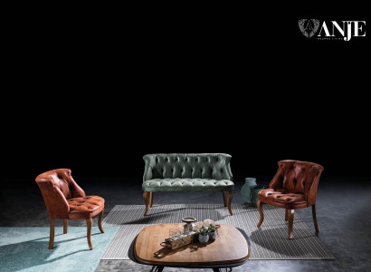 Zelen dvosedni Chesterfield kavč