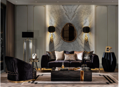 Sodobna luksuzna črna kavna mizica v treh delih