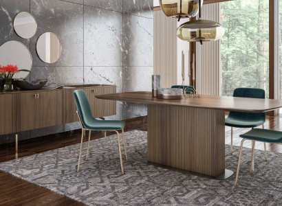 Luksuzna moderna jedilnica, moderna stilna pohištva, kakovostno leseno delo