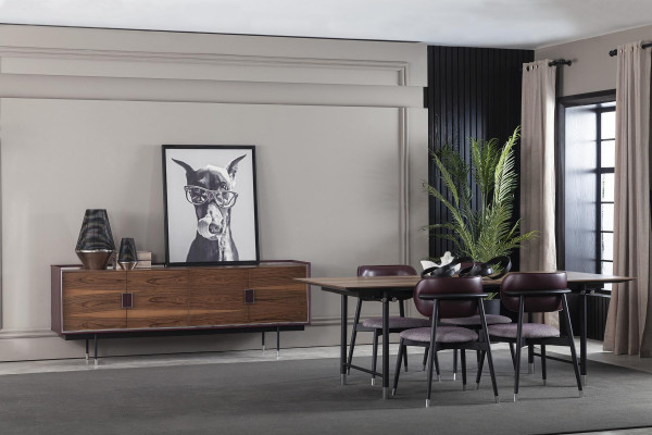 Luksuzna oblazinjena stol, loft stil, siva, usnjena kuhinjska stolica