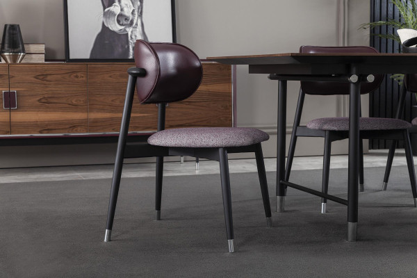 Luksuzna oblazinjena stol, loft stil, siva, usnjena kuhinjska stolica