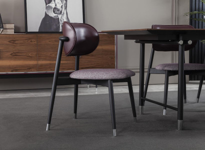 Luksuzna oblazinjena stol, loft stil, siva, usnjena kuhinjska stolica