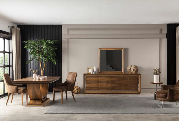 Luksuzno stensko ogledalo z moderno rjavo okvirjem