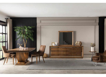 Luksuzno stensko ogledalo z moderno rjavo okvirjem