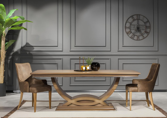 Luksuzna jedilna miza s stoli, nočna omarica, 7 delov