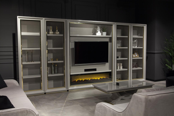 XXL stenska polica za dnevno sobo z obliko kamina