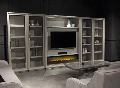 XXL stenska polica za dnevno sobo z obliko kamina