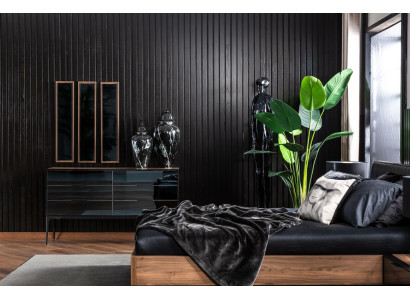 Luksuzno trojno ogledalo z rjavim okvirjem