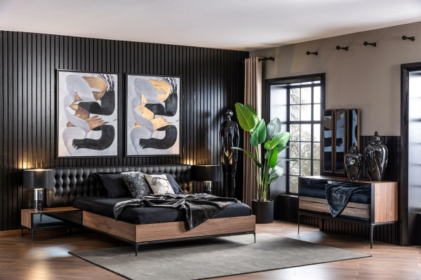 Luksuzno trojno ogledalo z rjavim okvirjem