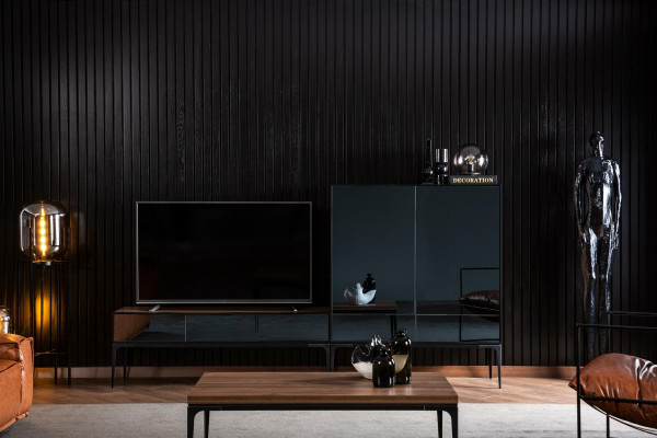 Bež, črna in rjava omara za dnevno sobo