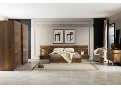 Komplet pohištva za spalnico z posteljo, nočno omarico in komodo, hotelska kakovost, 5 delov.