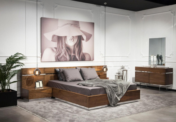 Luksuzna nočna omarica s ogledalom 130 cm, set 2 delov