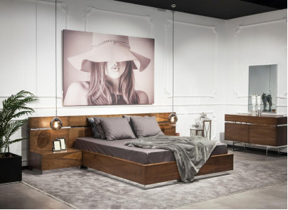 Luksuzna nočna omarica s ogledalom 130 cm, set 2 delov